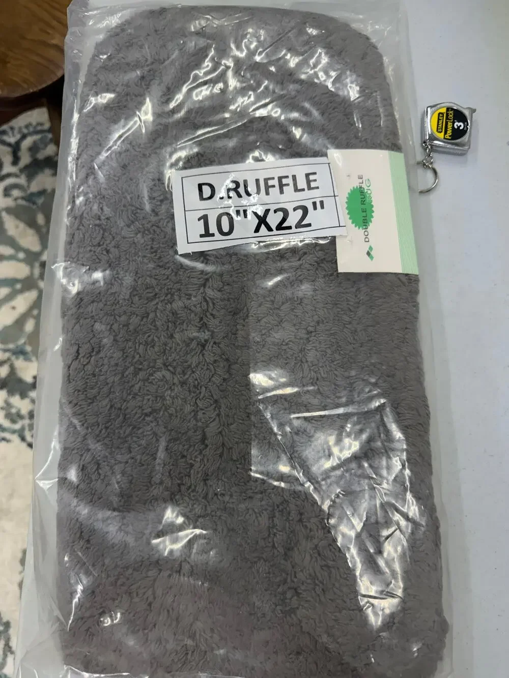 Gray Double Ruffle Bath Rug 10x22 – New